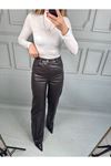 Kahve Deri Staıght Pantalon