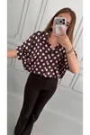 Kahve Puantiye Balon Kol Gömlek
