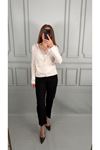 Siyah Paça Yırtmaçlı Fit Pantalon 
