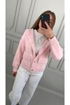 Yumoş Kapüşonlı Pembe Hırka